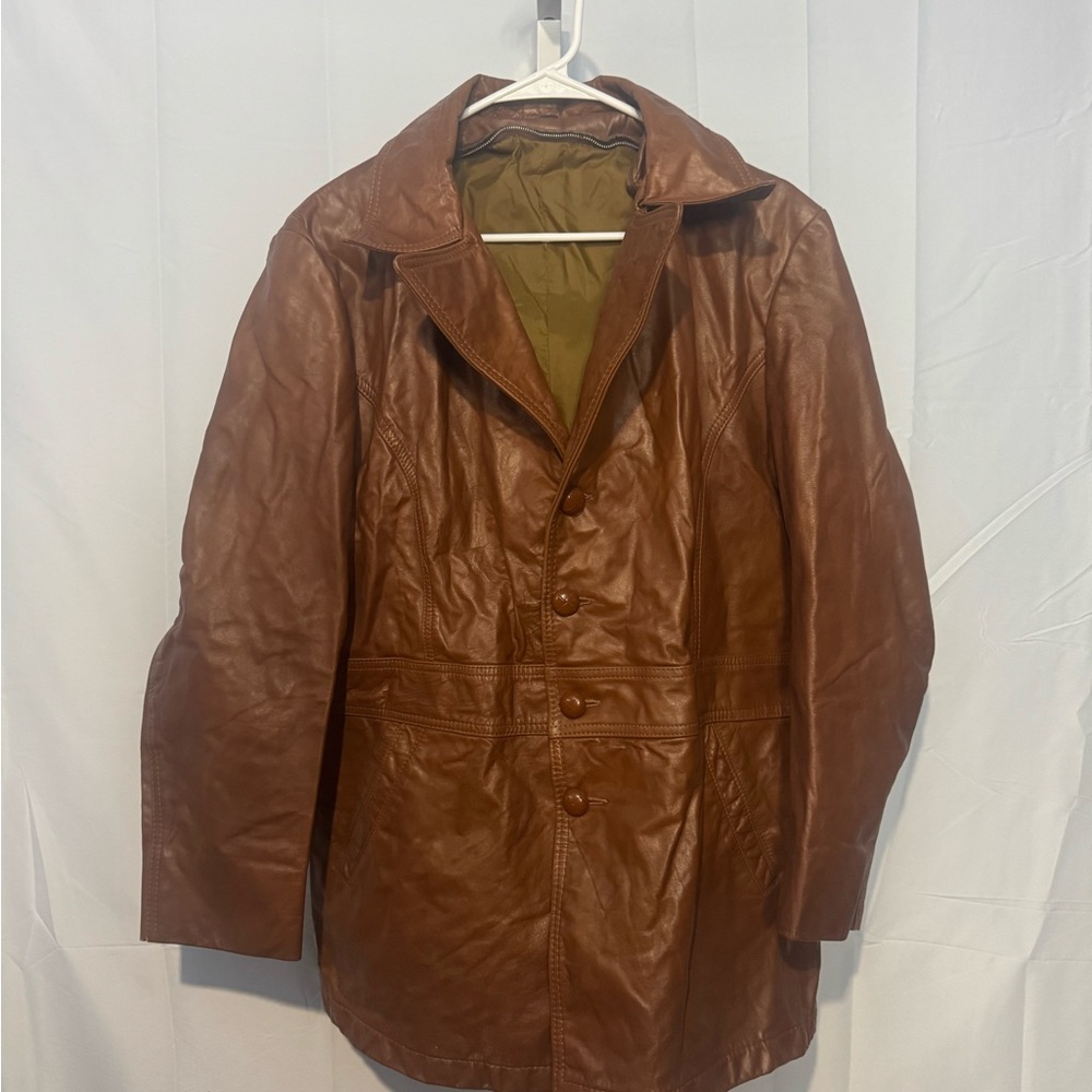 Men's Brown Leather Jacket Size 44